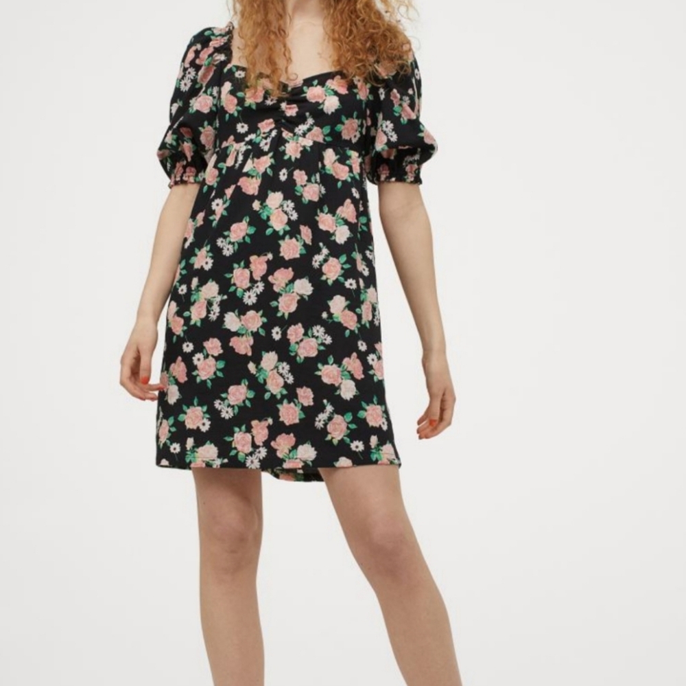 H&M Floral Puff Sleeve Dress (Medium)